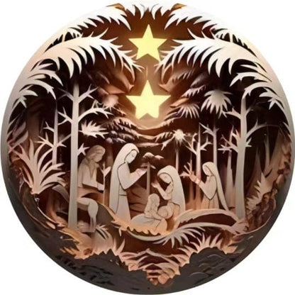 "Birth Of Christ" Disc Flat Ornaments Set For Christmas